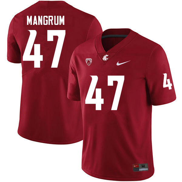 Men #47 Okoye Mangrum Washington State Cougars College Football Jerseys Sale-Crimson